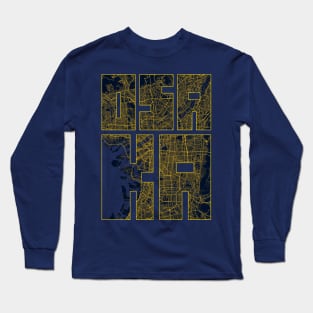 Osaka, Japan City Map Typography - Gold Art Deco Long Sleeve T-Shirt